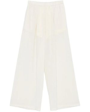 ELEH Pleated Wide-Leg Trousers - White