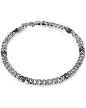Vetements Logo-Engraved Curb-Link Necklace - Metallic