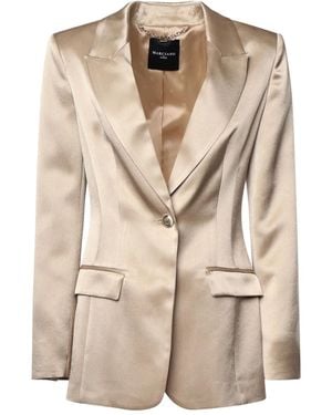 Marciano Single-Breasted Satin Blazer - Natural