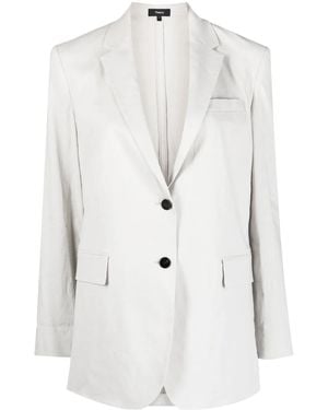 Theory Single-Breasted Button Blazer - White