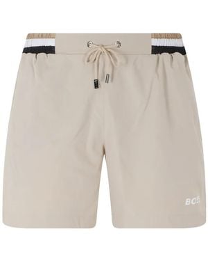 BOSS Logo-Print Drawstring-Waist Swim Shorts - Grey