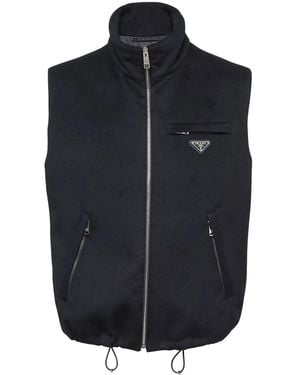 Prada Triangle-Logo Cashmere Gilet - Blue