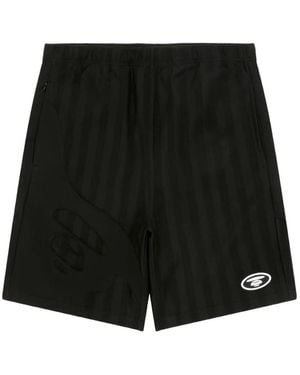 Aape By A Bathing Ape Logo-Patch Striped Shorts - Black