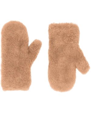 Max Mara Teddy Fabric Mittens - White