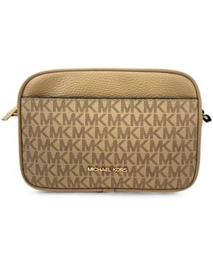 Michael Kors Logo-Print Cross Body Bag - Natural