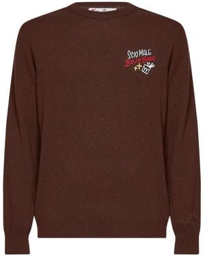 MC2 Saint Barth Embroidered Plain-Stitch Jumper - Brown