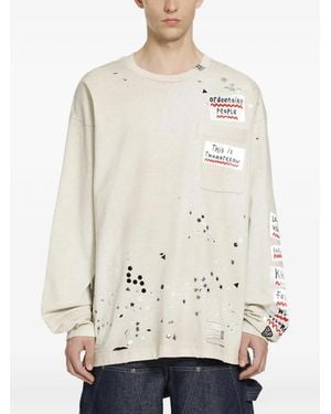 Maison Mihara Yasuhiro Embellished Sticker-Patch T-Shirt - Natural