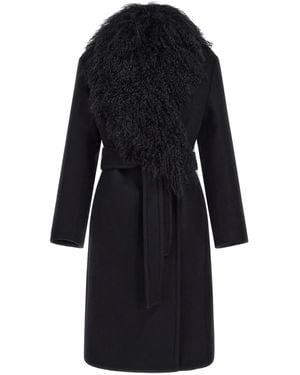 Roberto Cavalli Shearling-Collar Coat - Black
