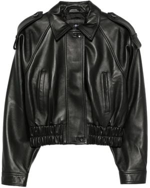 7 For All Mankind Lederjacke Mit Elastischem Bund - Schwarz