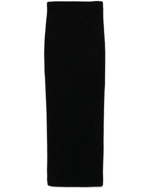 Max Mara Silk Maxi Skirt With Ribbed Texture - Black