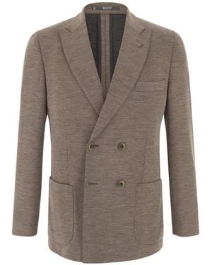 BOGGI Blazer Brooklyn À Boutonnière Croisée En Laine Mélangée B Jersey - Gray