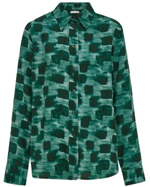 Ferragamo Camicia Con Stampa Astratta - Verde
