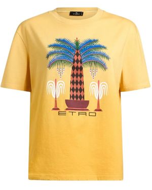 Etro Palm-Tree Print T-Shirt - Yellow
