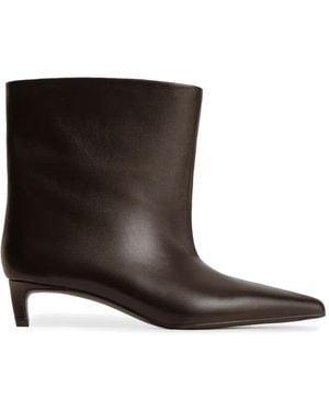 12 STOREEZ Pointed-Toe Kitten-Heel Ankle Boots - Black