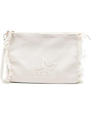 Marc Ellis Buby Calypso Fringed Logo-Embroidered Clutch Bag - White