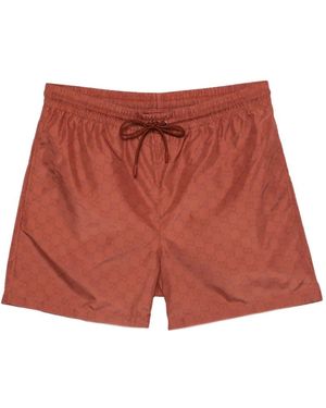 Gucci Monogram Drawstring Shorts - Red