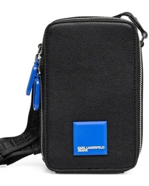 Karl Lagerfeld Zip-Fastening Logo-Plaque Crossbody Bag - Blue