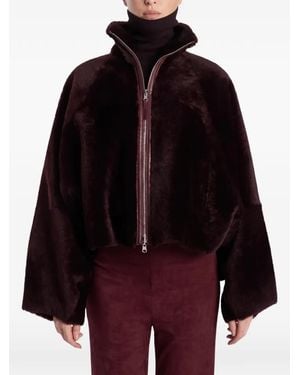 UTZON Jackson Shearling Wide-Sleeve Jacket - Red