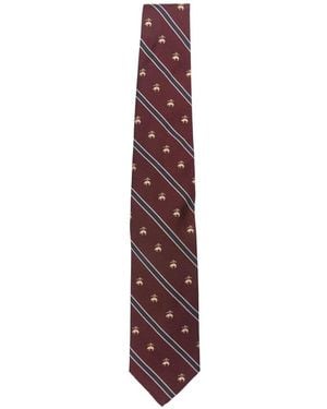 Brooks Brothers Logo-Embroidered Striped Tie - Purple