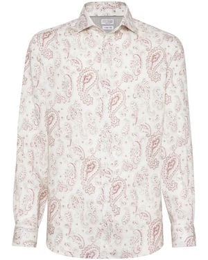 Brunello Cucinelli Easy-Fit Paisley Linen Shirt - Multicolour