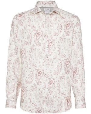 Brunello Cucinelli Easy-Fit Paisley Linen Shirt - Multicolour