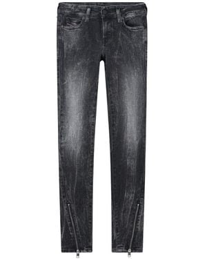 DIESEL Acid-Wash Zip-Detail Jeans - Blue