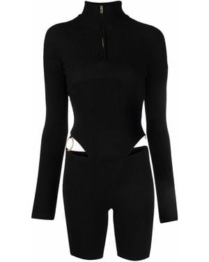 Jacquemus Cut-Out Knitted Playsuit - Black