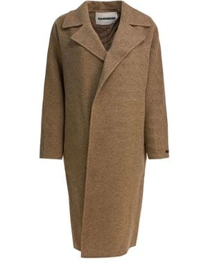 Sandbeige Manteau À Col En Laine - Neutre