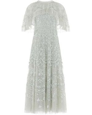 Needle & Thread Freya Sequin-Embellished Cape Gown - White