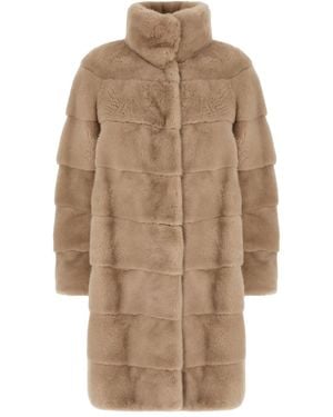 OLIVIA V. Horizontal-Panel Fur Coat - Natural
