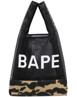 A Bathing Ape Camouflage-Print Mesh-Panelled Tote Bag - Black