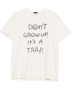 R13 Smiley-Face Slogan-Print T-Shirt - White
