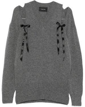 Simone Rocha Bow-Embellished Cold-Shoulder Jumper - Grey