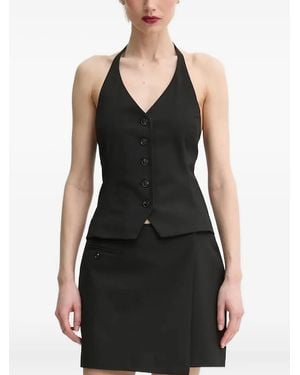 Samsøe & Samsøe Saneem Halter-Neck Button Top - Black