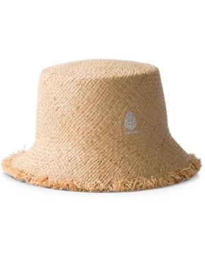 Prada Raffia Bucket Hat - Natural