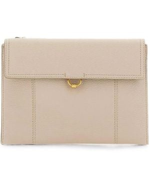 Gianni Chiarini Vicky Pebbled Leather Clutch Bag - Natural