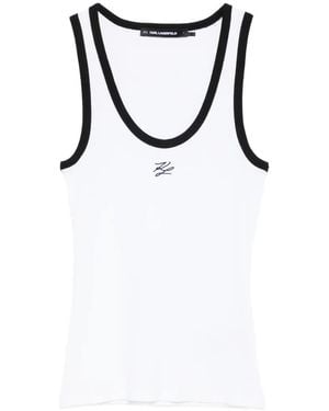 KARL LAGERFELD Autograph Logo Tank Top - Black