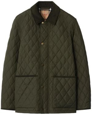 Burberry Quilted Corduroy-Collar Jacket - Green