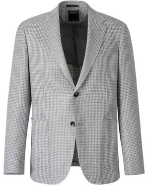ZEGNA Houndstooth-Pattern Single-Breasted Jacket - Grey