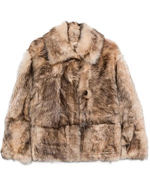 P.A.R.O.S.H. Fur Leather Jacket - Brown