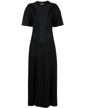 Mugler Organic-Cotton Side-Slit Maxi Dress - Black
