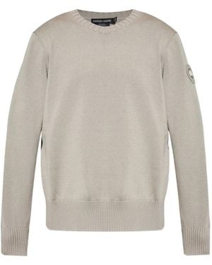Canada Goose Ribbed-knit Logo-patch Sweater - ホワイト
