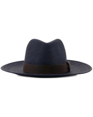 Brunello Cucinelli Grosgrain-Trim Fedora Hat - Blue