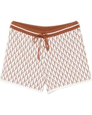 Kiton Monogram-Pattern Knit Shorts - White