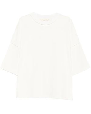 Stay Human On Earth Dropped-Shoulders T-Shirt - White