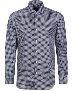 Barba Napoli Geometric Cotton Shirt - Blue