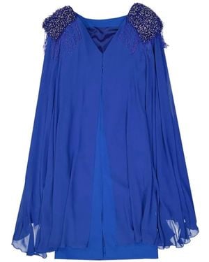 Ivan Montesi Bead-Embellished Draped Mini Dress - Blue
