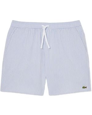 Lacoste Striped Drawstring Swim Shorts - White