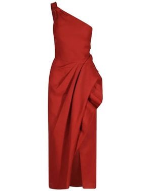 Johanna Ortiz Salsero ワンショルダーラッフルミディドレス - レッド