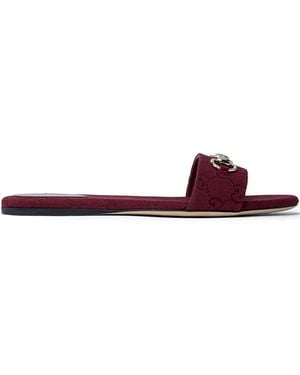 Gucci Sandalias Con Logo Horsebit - Rojo